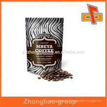 Stand up custom printing kraft paper coffee bags for coffee bean packaging with tear notch